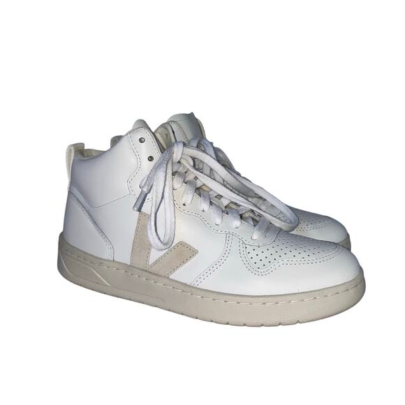 Veja V-15 Women’s High Top Sneakers White Size 7 US / 38 EU Leather Sustainable - Picture 1 of 10